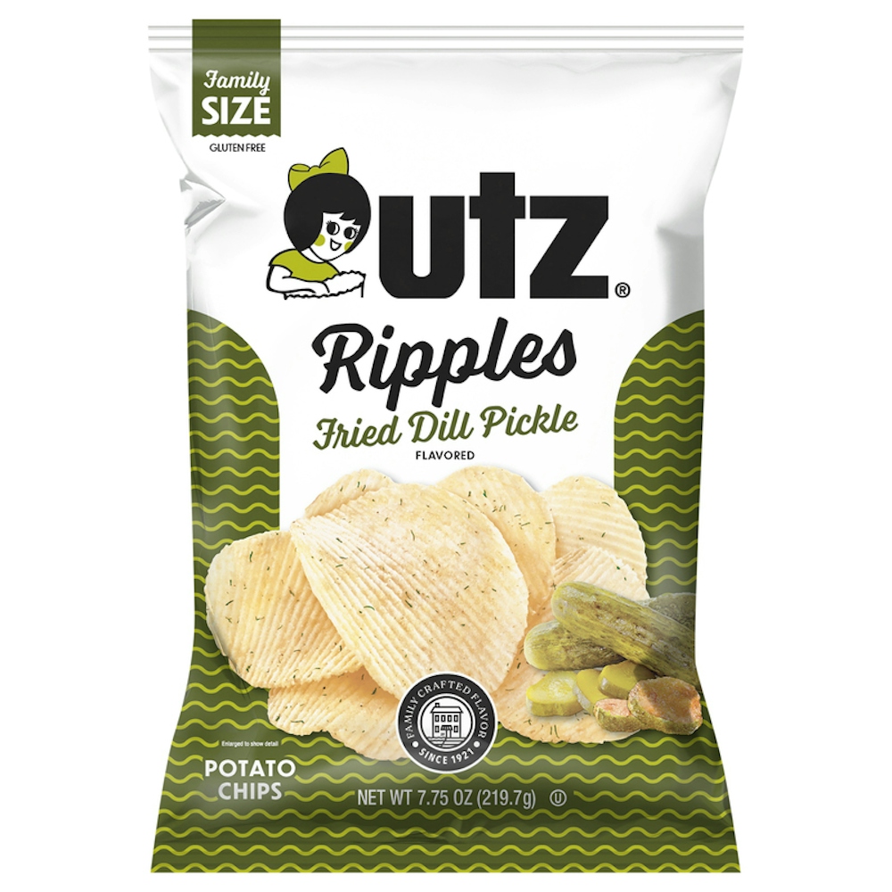 Utz Ripples Fried Dill Pickle Chips Family Size