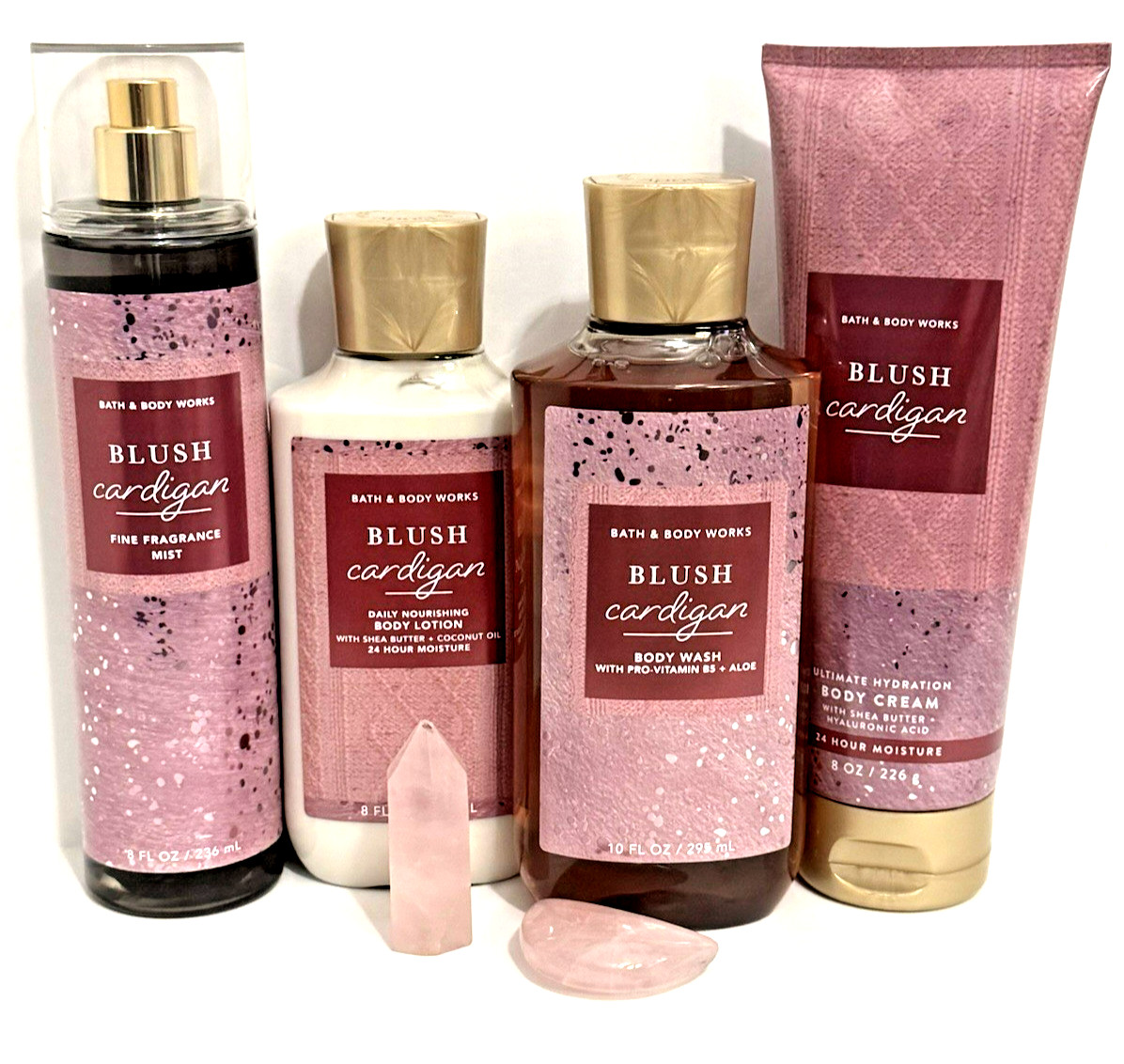 Bath & Body Works BLUSH CARDIGAN Body 4-Piece Set Wash, Cream, Fragrance NWT