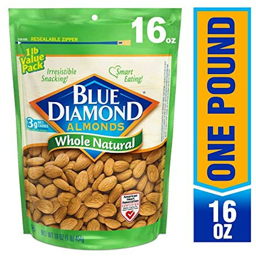 Blue Diamond Almonds, Whole Natural, Value Pack - 16 Ounce — UPC ...