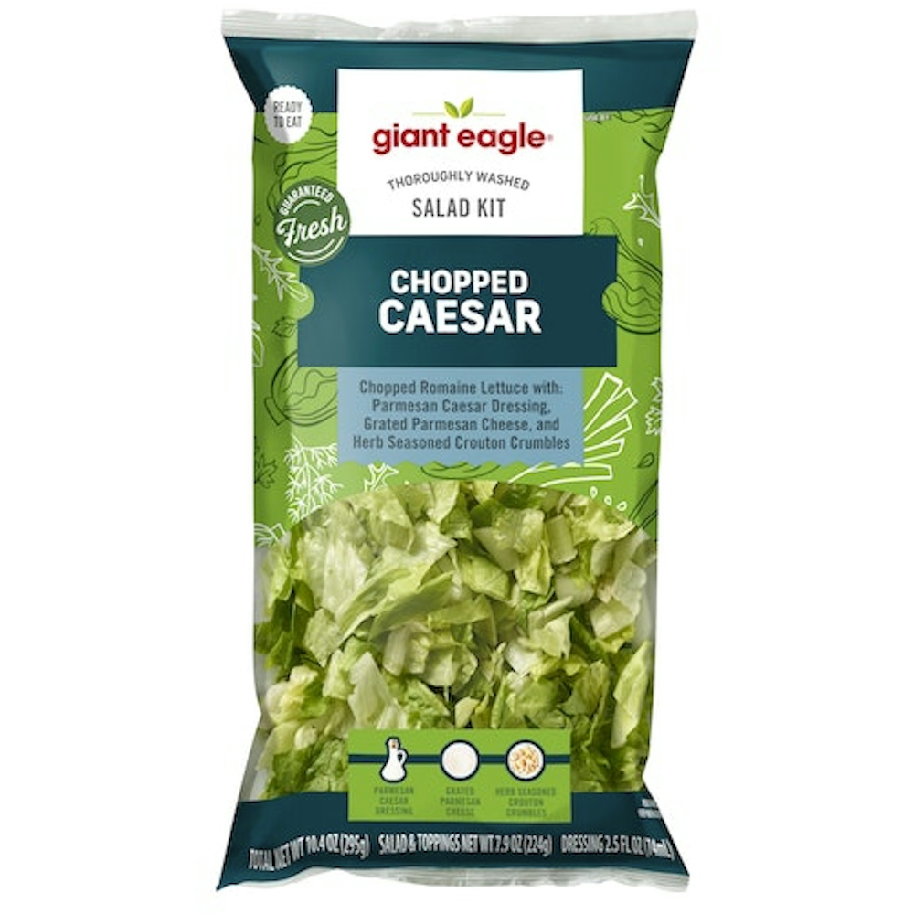 Chopped Caesar Chopped Romaine Lettuce with: Parmesan Casear Dressing