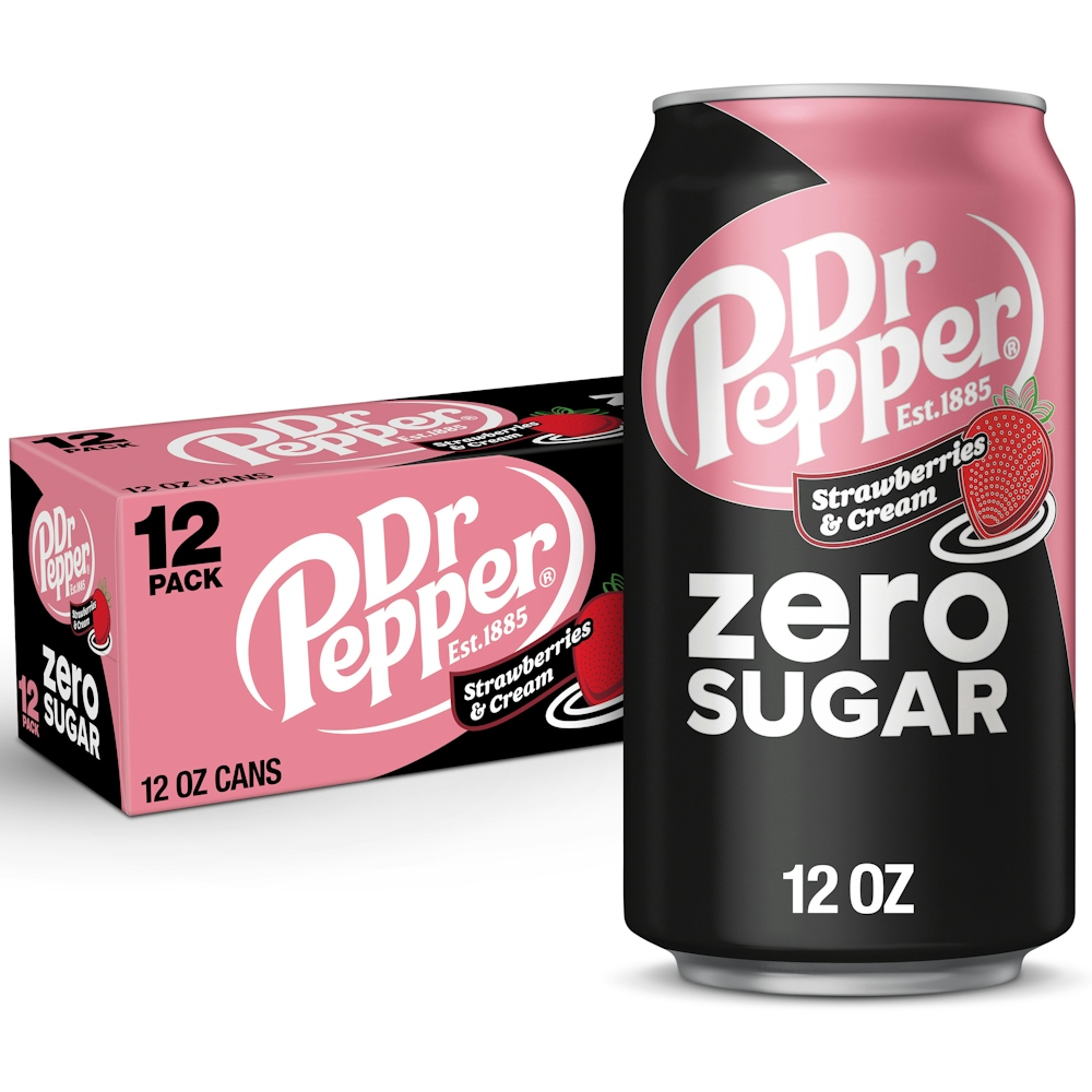 Photo of Dr Pepper Soda, Zero Sugar, Strawberries & Cream, 12 Pack