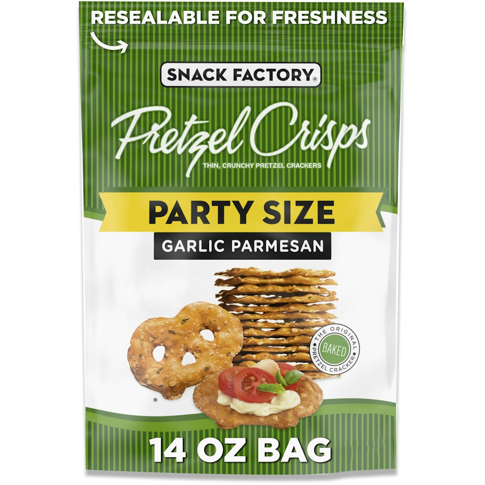 Photo of Snack Factory Garlic Parmesan Pretzel Crisps 14 Oz Party Size Bag