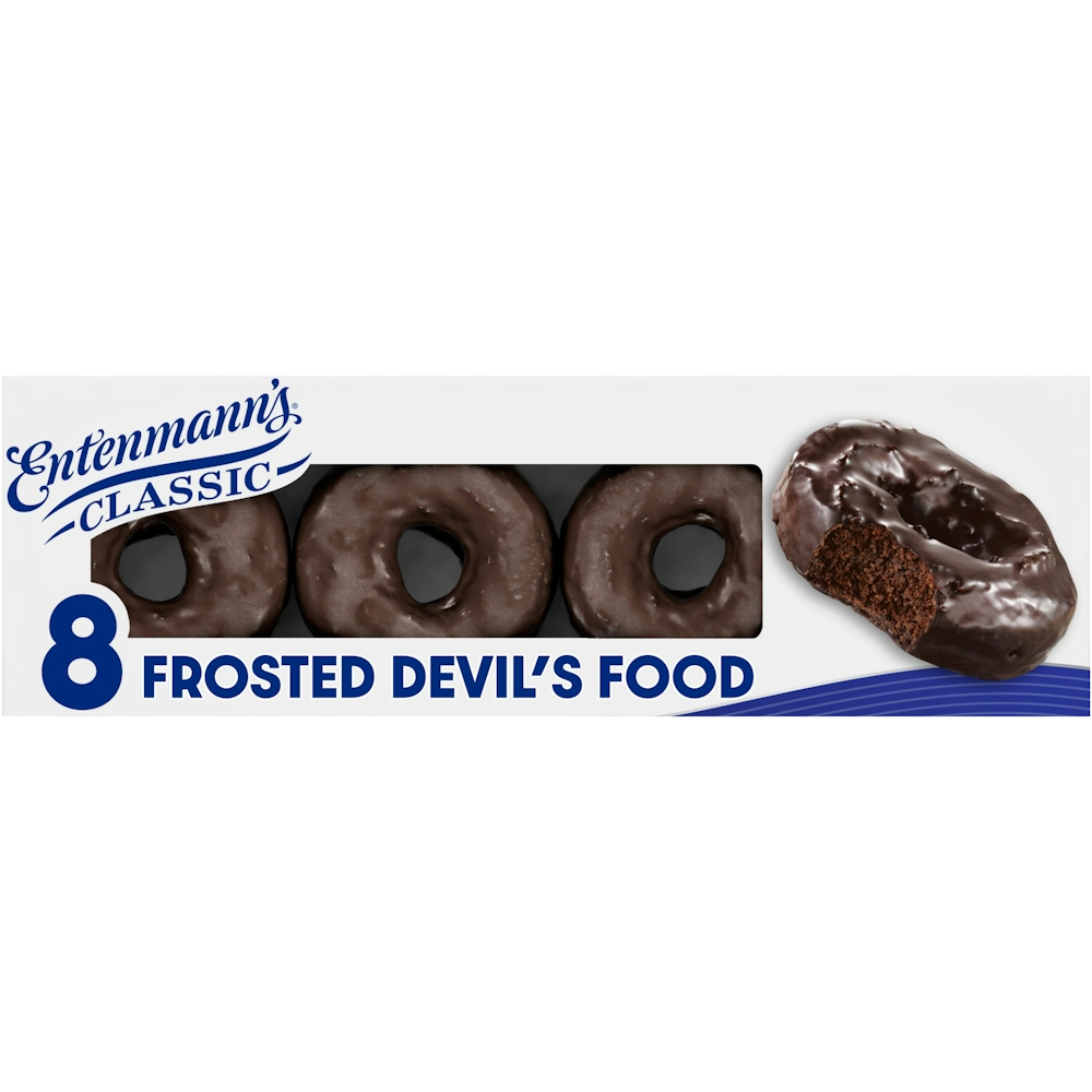 Photo of Entenmann's Classic Frosted Devil's Food Donuts, 8 Count, 1 Lb 1.5 Oz