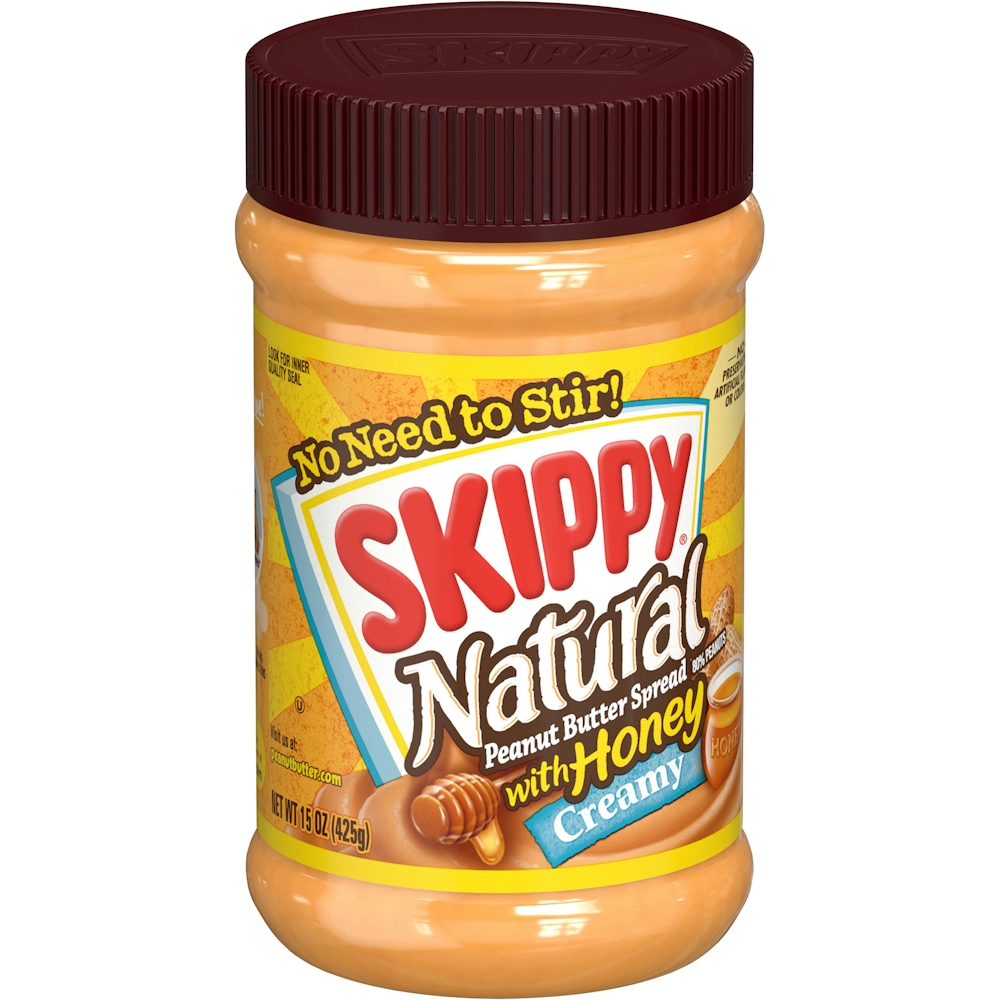 Skippy, Natural Creamy Peanut Butter Spread with Honey, Honey