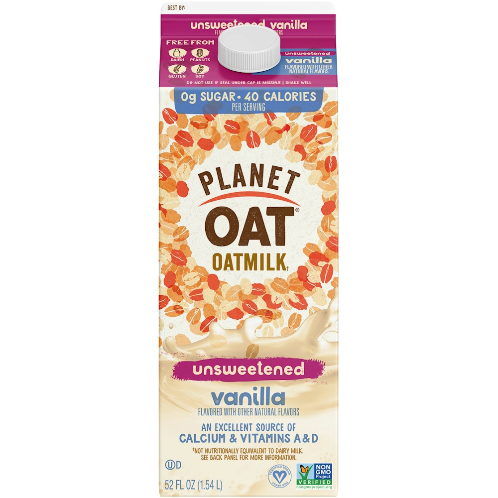 Photo of Planet Oat Oatmilk, Vanilla, Unsweetened, 52 Fluid Ounce