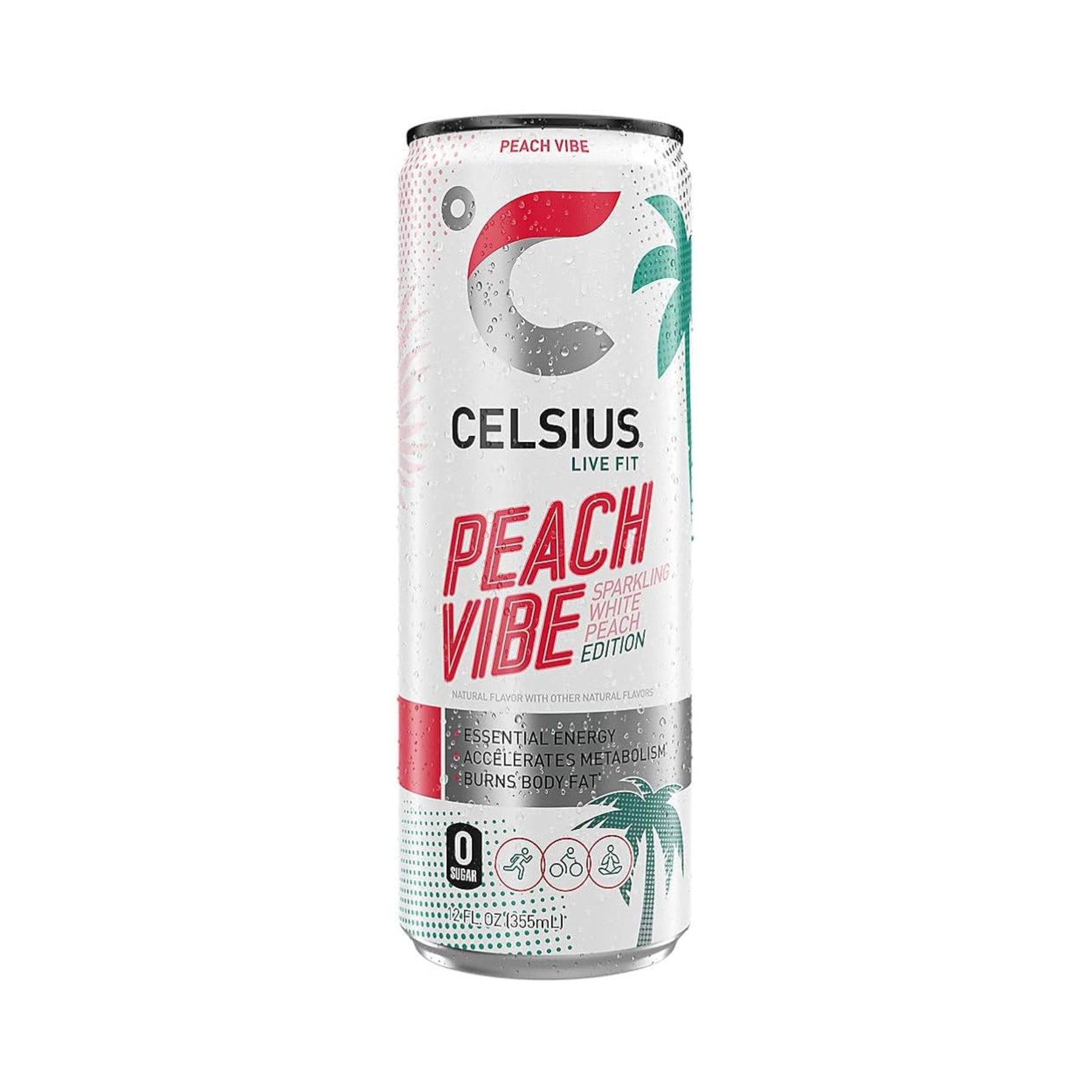 Celsius Sparkling Peach Vibe Energy Drink - 12 Fl Oz Can