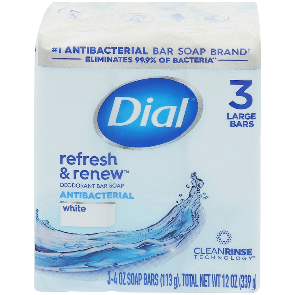 Refresh Soap Dial Refresh And Renew Antibacterial Deodorant Bar Soap White, 3 X 4 Oz ...