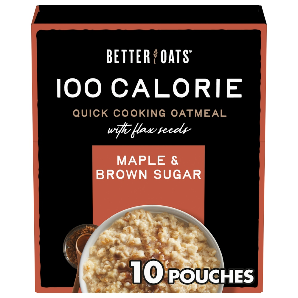 Photo of Better Oats 100 Calories Instant Oatmeal With Flax Seeds Maple & Brown Sugar Pouches