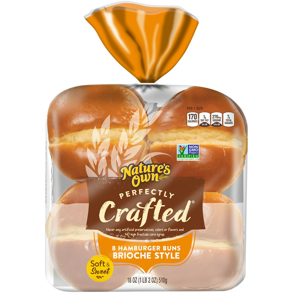 Photo of Nature's Own Perfectly Crafted Brioche Style Hamburger Buns, Non-GMO Sandwich Buns