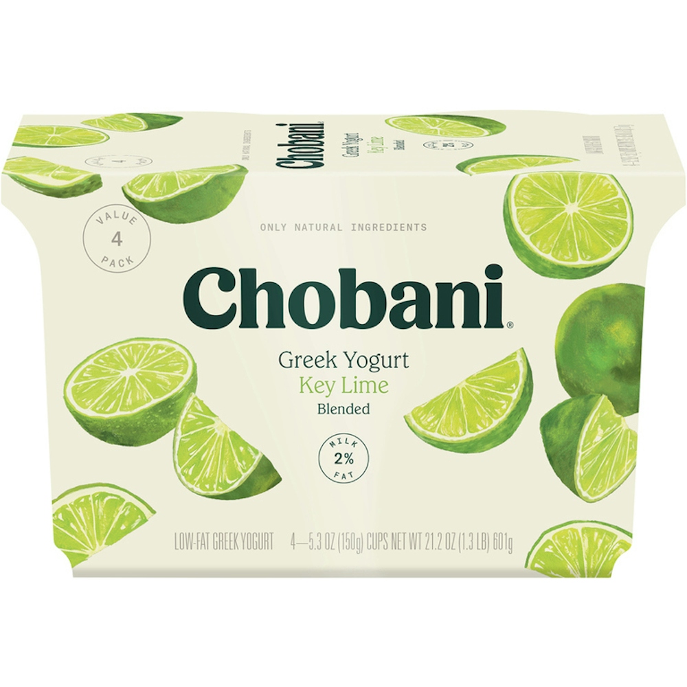 Chobani Yogurt, Greek, Reduced Fat, Key Lime, Blended, Value 4 Pack