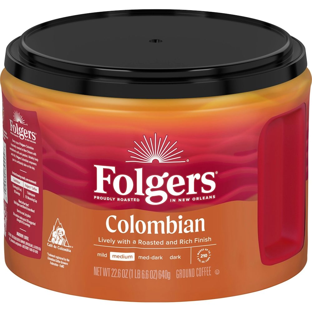 Folgers Colombian Ground Coffee Medium Roast 22.6 Ounce Canister