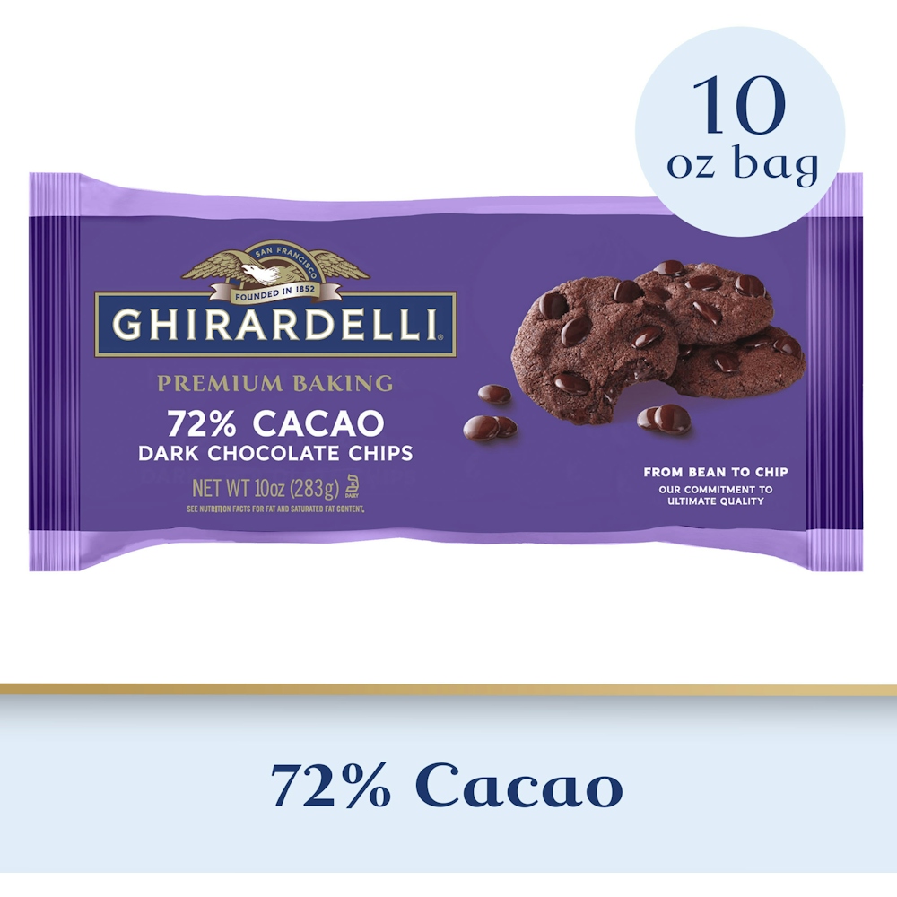 Photo of Ghirardelli Dark 72% Cacao Premium Baking Chocolate Chips 10 Oz