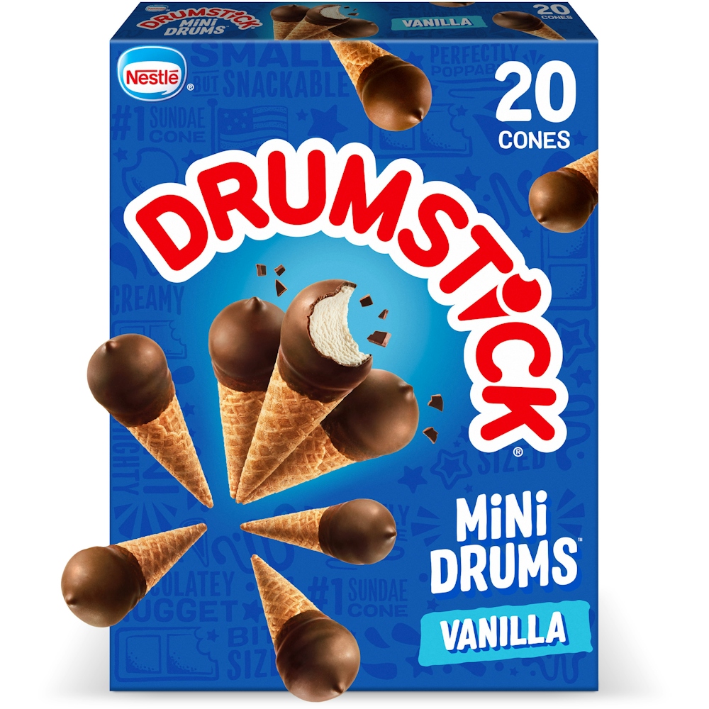 Photo of Drumstick Mini Drums 20 Pack Vanilla Frozen Dairy Dessert Cones