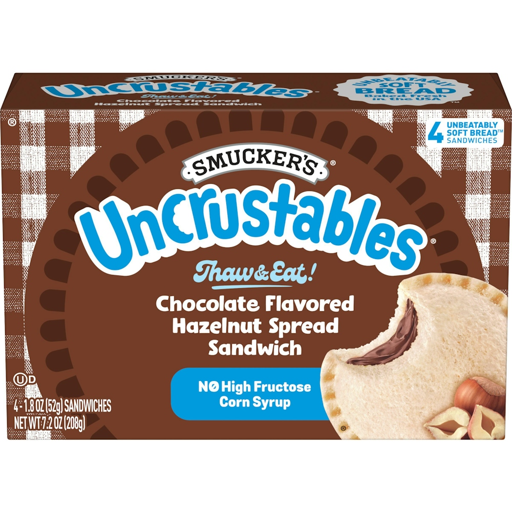 Photo of Smucker's Uncrustables Chocolate Flavored Hazelnut Spread Sandwich, 4-Count Pack