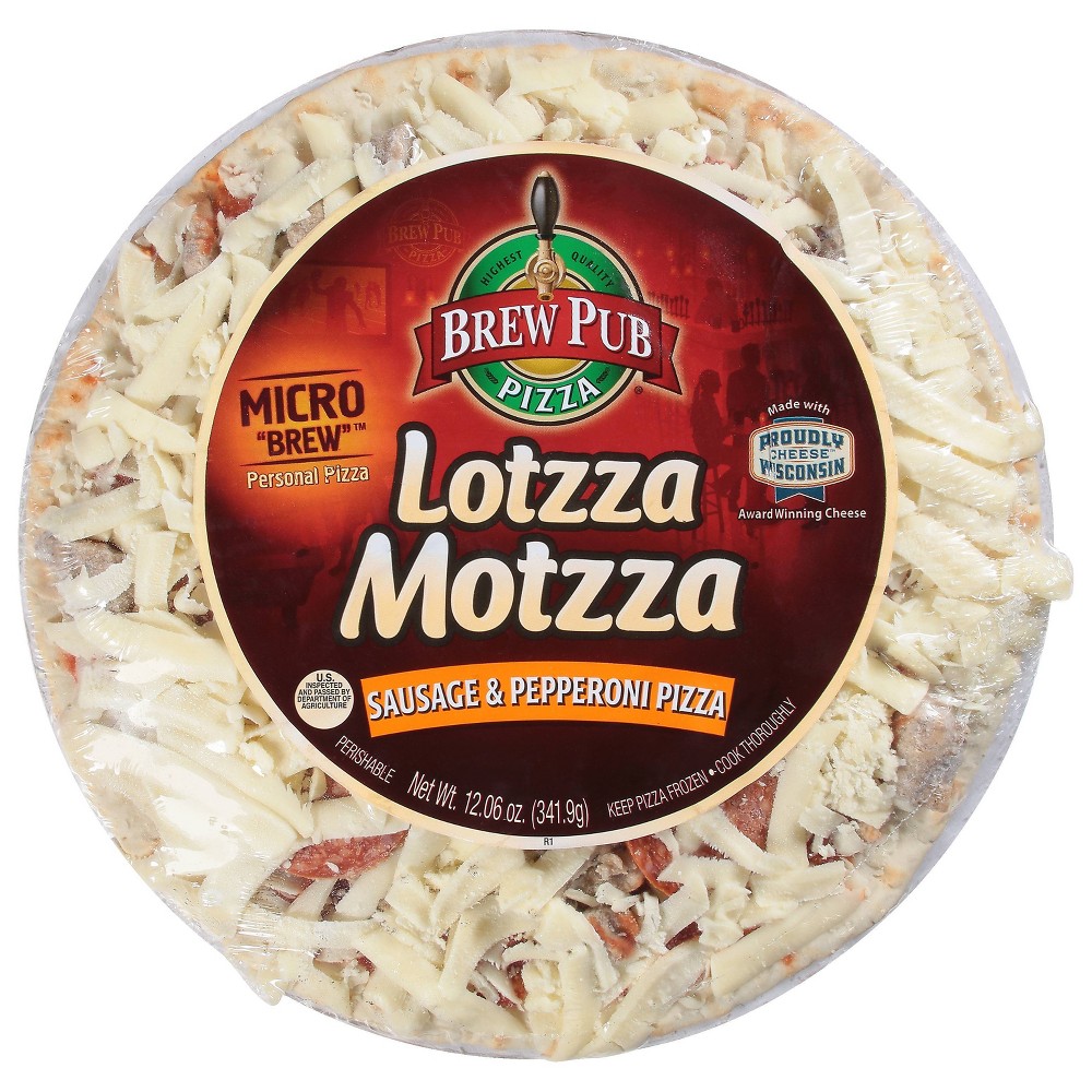 Brew Pub Lotzza Motzza Sausage & Pepperoni Frozen Pizza — UPC