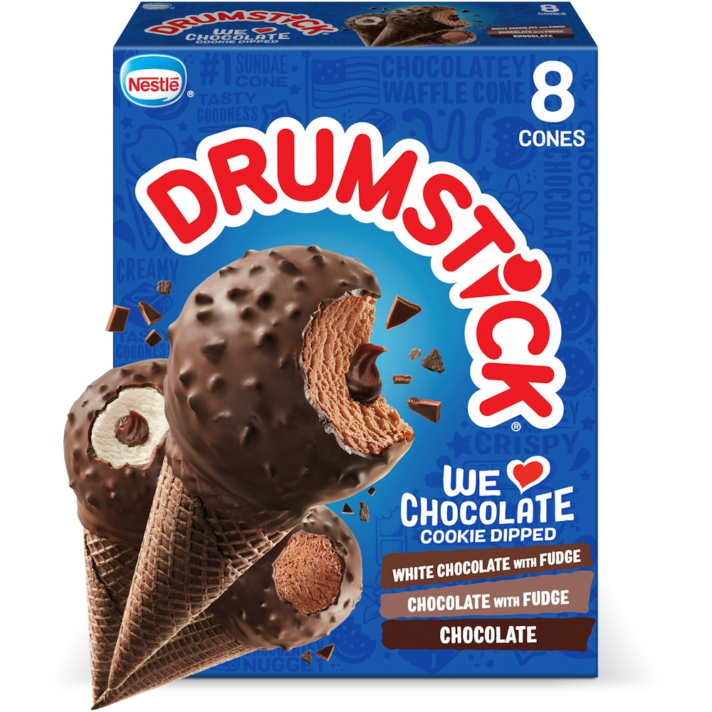 Photo of Drumstick 8 Pack Cookie Dipped We Love Chocolate Frozen Dairy Dessert Cones