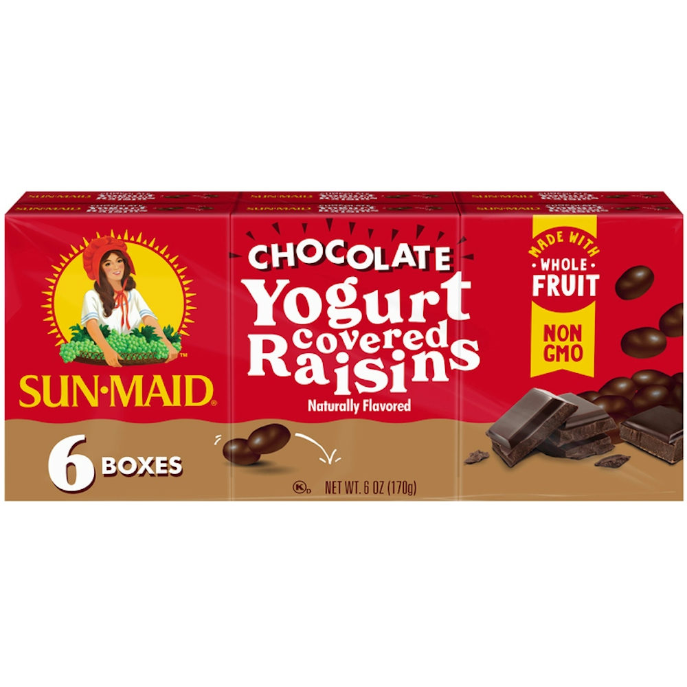 Sun-Maid Chocolate Yogurt Covered Raisins 6-Pack/1Oz Cartons