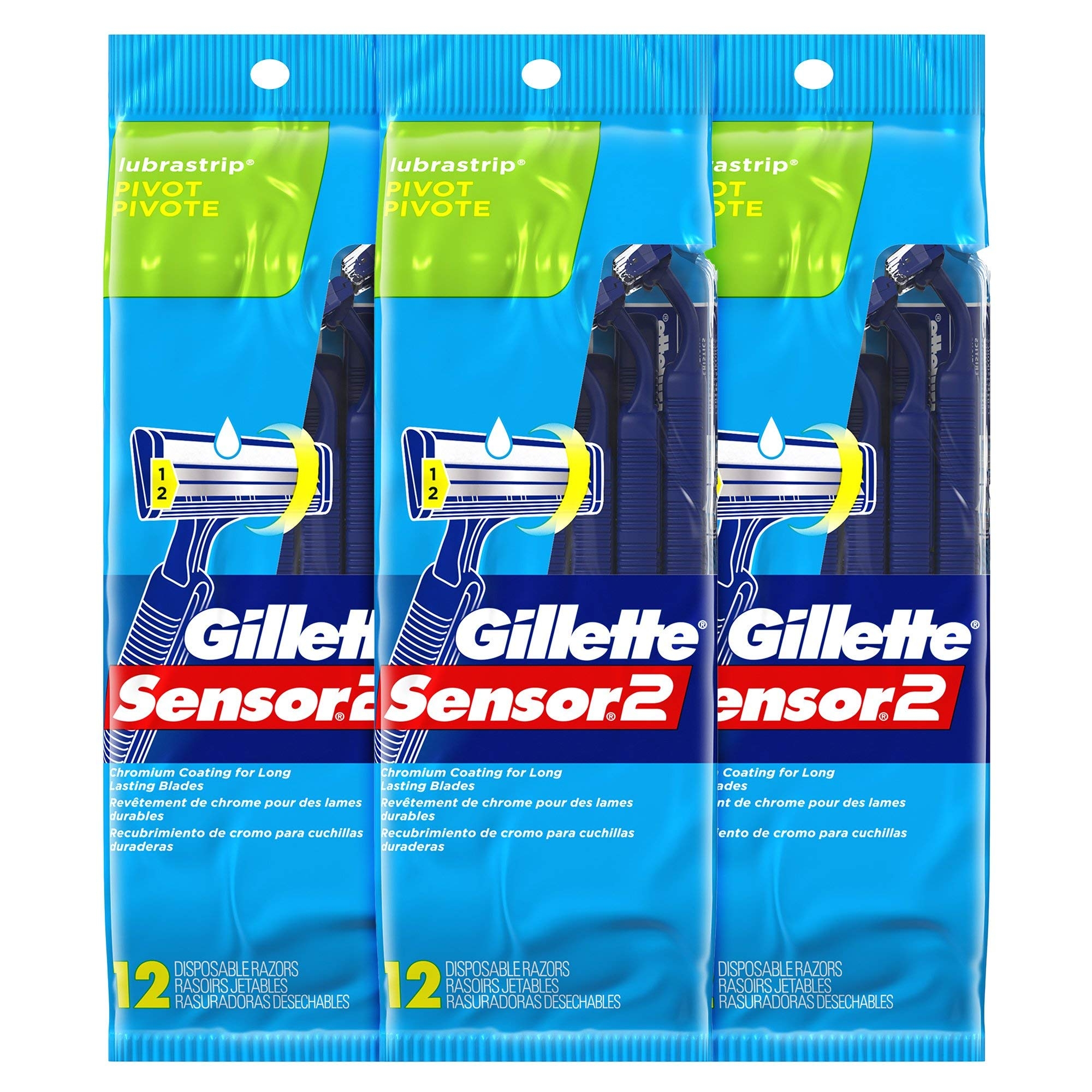 Gillette Sensor 2 Lubrastrip Pivot Disposable Razors — GTIN-14 ...
