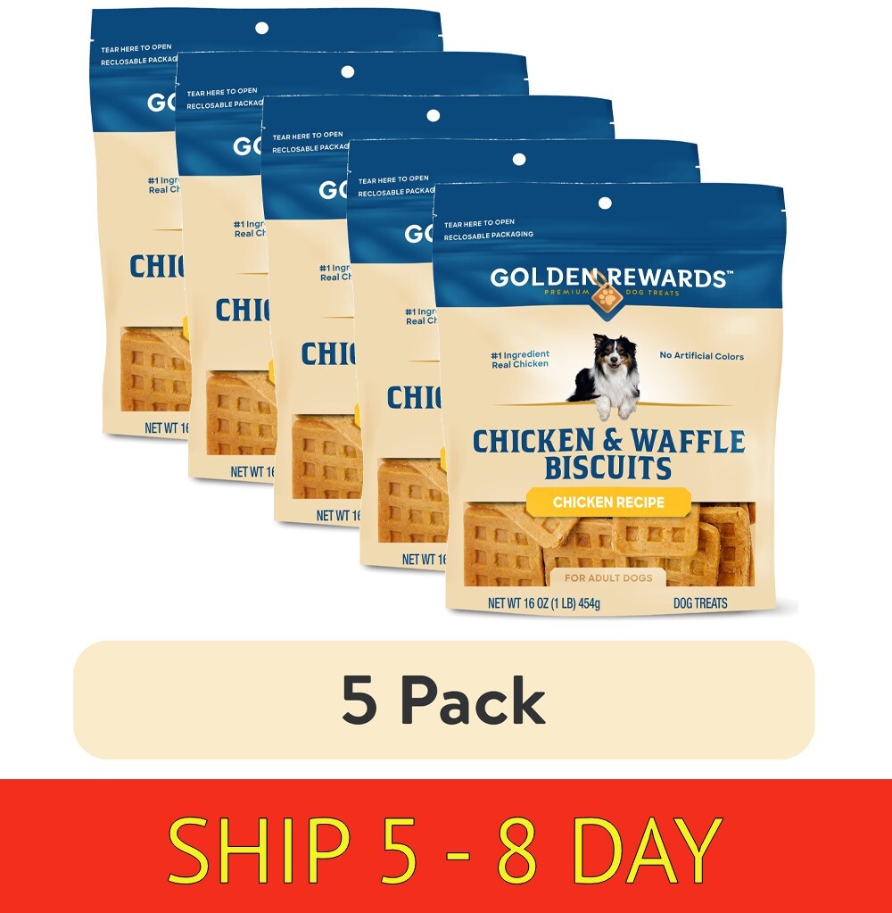 Golden Rewards Chicken & Waffle Biscuits Treats For Dogs 16 Oz Bag