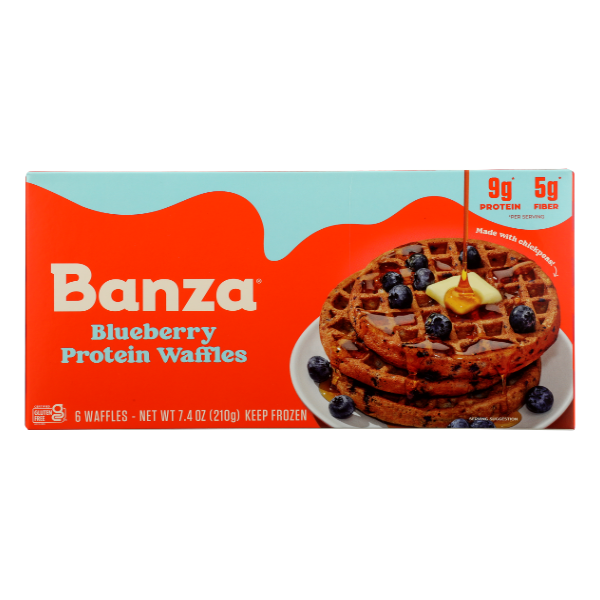 Banza Protein Waffles, Blueberry – Gluten Free, 8oz