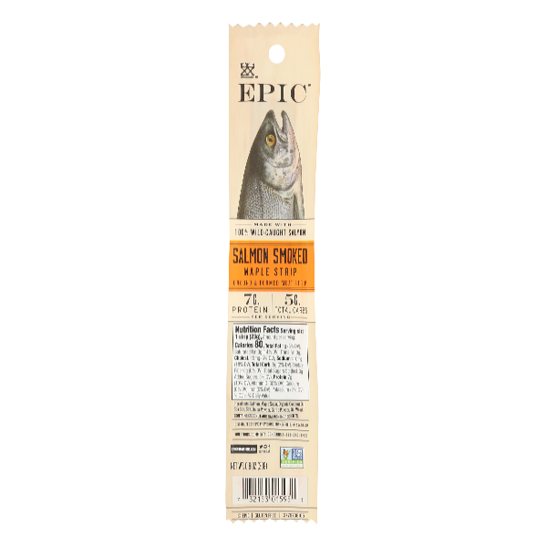 Epic Snack Strip Salmon Fillet Smoked Maple, 0.8 Oz