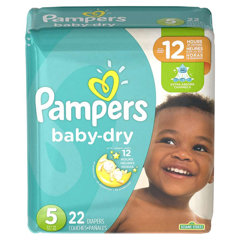 Pampers Baby Dry Diapers, Size 5 (Over 27 Lbs)