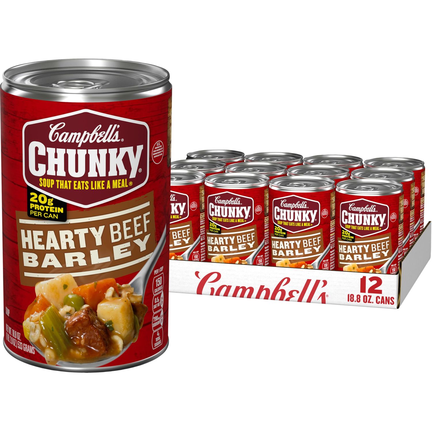 Campbell'S Chunky Soup, Hearty Beef and Barley Soup, 18.8 Oz Can