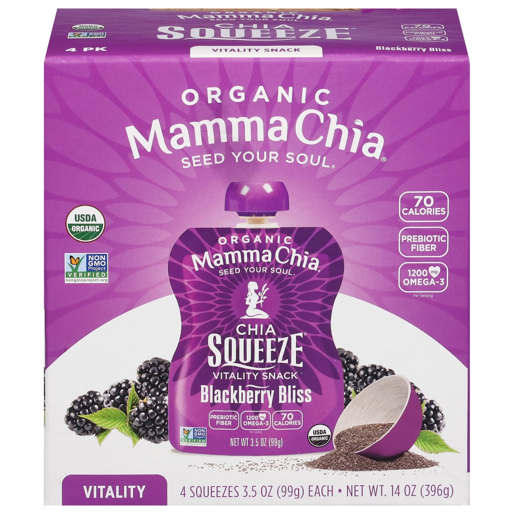 Mamma Chia Organic Squeeze Vitality Snack Blackberry Bliss