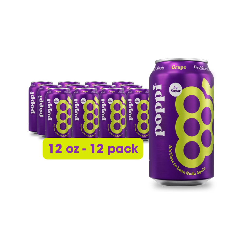 Poppi Prebiotic Soda Grape 12oz/12ct — UPC 810063710552 — Go-UPC
