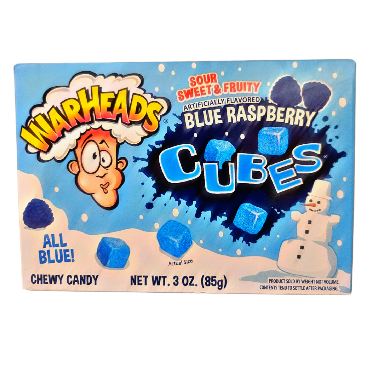 Blue Raspberry Flavored Blizzard Chewy Candy Cubes, Blue Raspberry