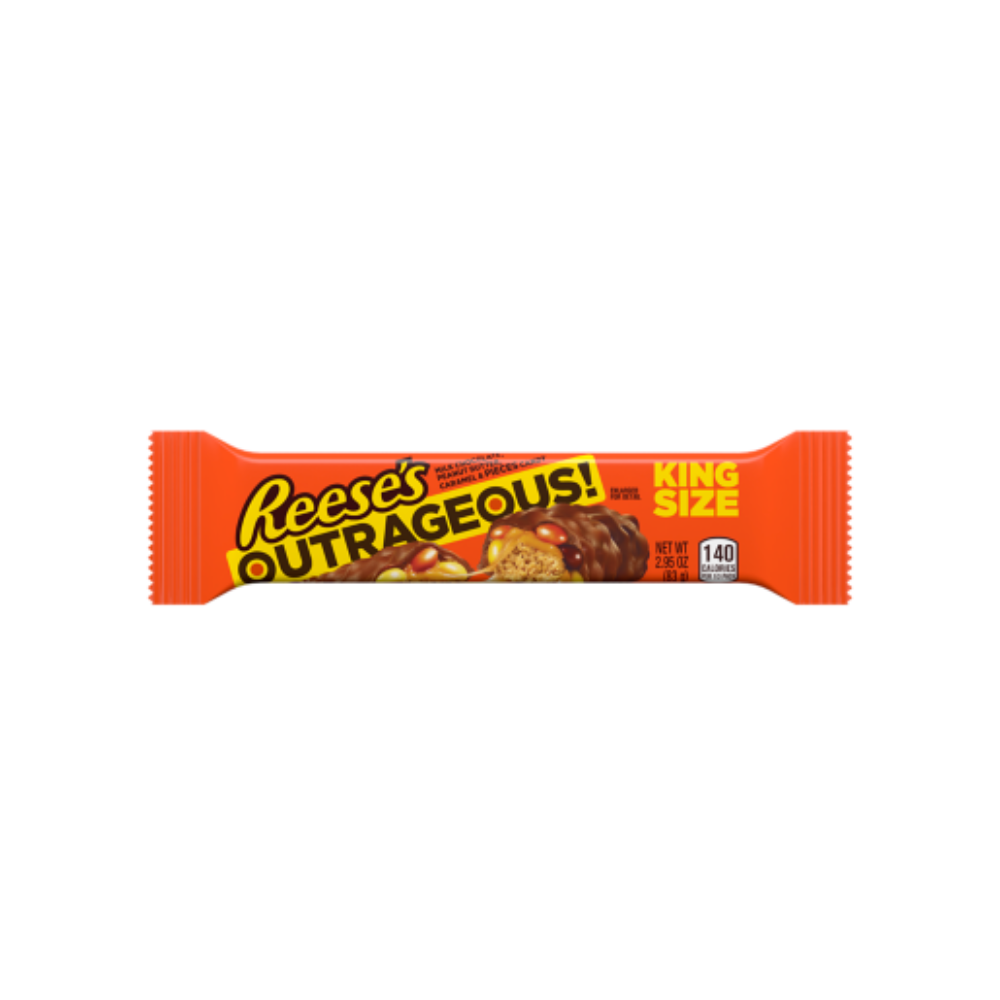 Photo of Reese's Outrageous! Peanut Butter, Caramel And Pieces King Size, Candy Bar, 2.95 Oz