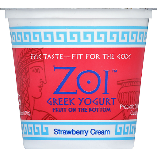 Photo of Zoi Greek, Fruit On The Bottom, Strawberry Cream Yogurt - 6 Oz