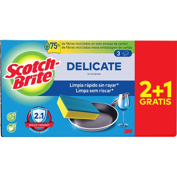 ESTROPAJO SCOTCH BRITE DELICATE 2+1