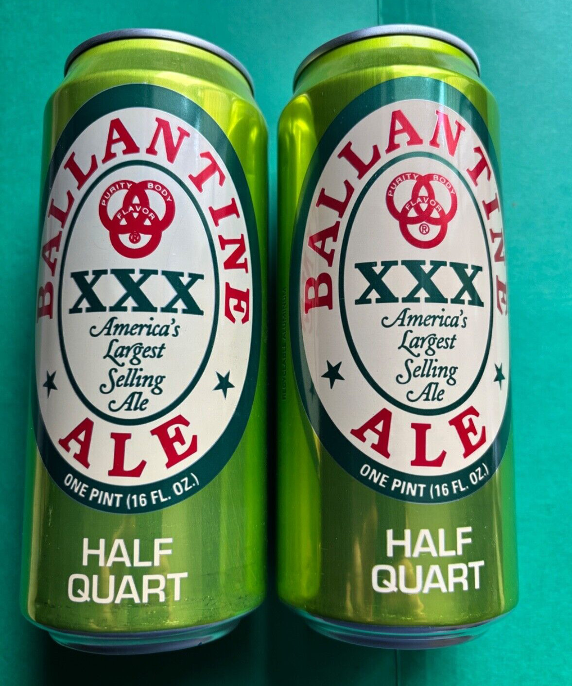 Photo of 2-dif. Vintage 90s Ballantine Xxx Ale 16oz Beer Cans Falstaff Milwaukee Wi Texas