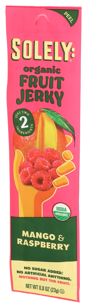 Solely Fruit Jerky, Organic, Mango & Raspberry 0.8 Oz