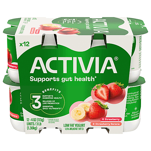 Activia Low Fat Strawberry/Strawberry Banana Yogurt — UPC 36632028532 ...