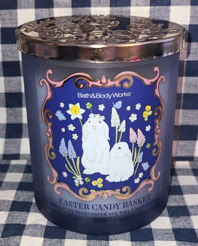 ALL NEW Easter Candy Basket BUNNY LID Single Wick Candle 8 Oz Bath & Body Works