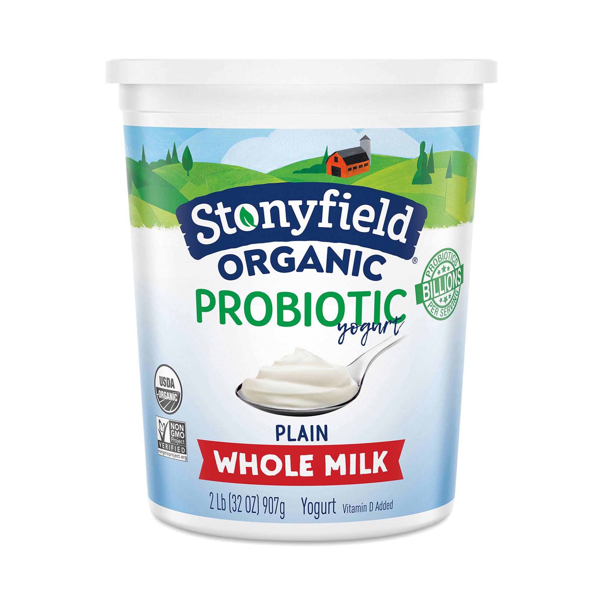 Photo of Stonyfield Organic Yogurt, Probiotic, Whole Milk, Plain 2 Lb