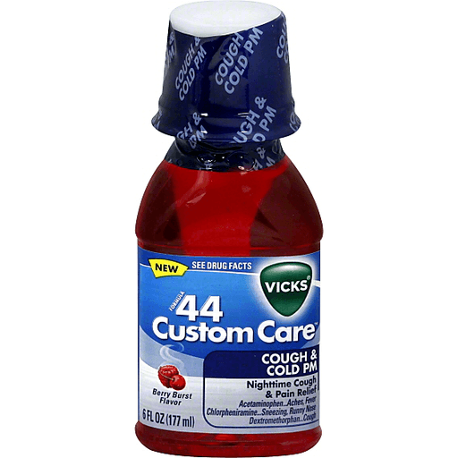 Vicks Formula 44 Custom Care Cough & Cold PM, Berry Burst Flavor