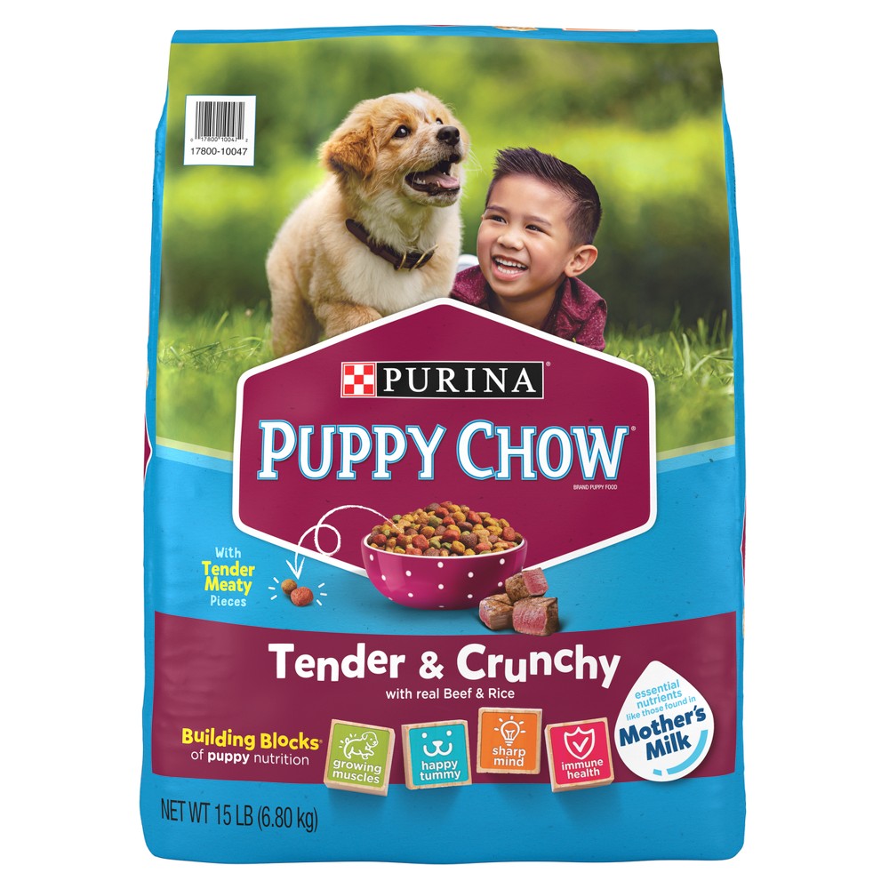 Puppy Chow Purina High Protein Dry Food, Tender & Crunchy With Real Beef