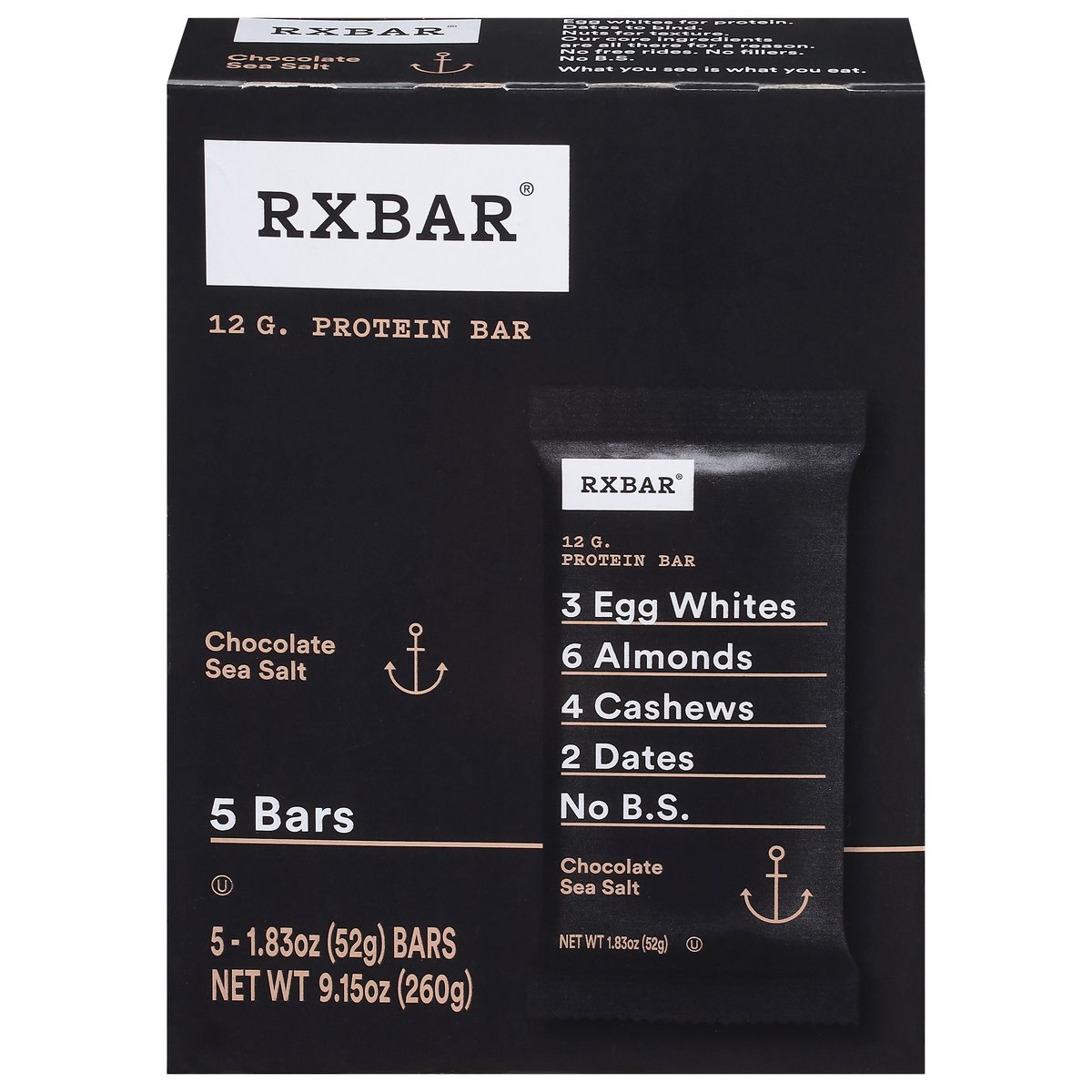Rxbar Chocolate Sea Salt Protein Bars - 9.1oz/5ct — UPC 858030008417 ...