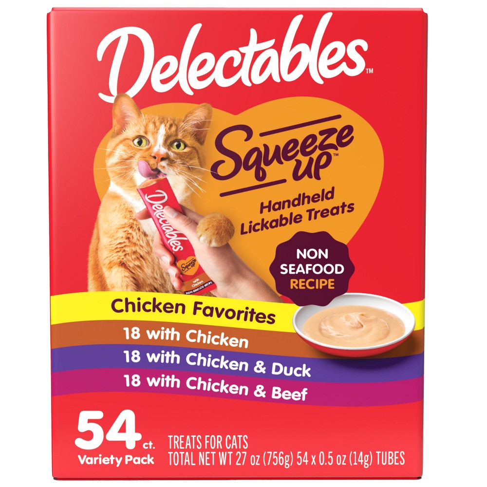 Hartz Low Stock Delectables NonSeafood Squeeze Up Variety Pack, 54ct