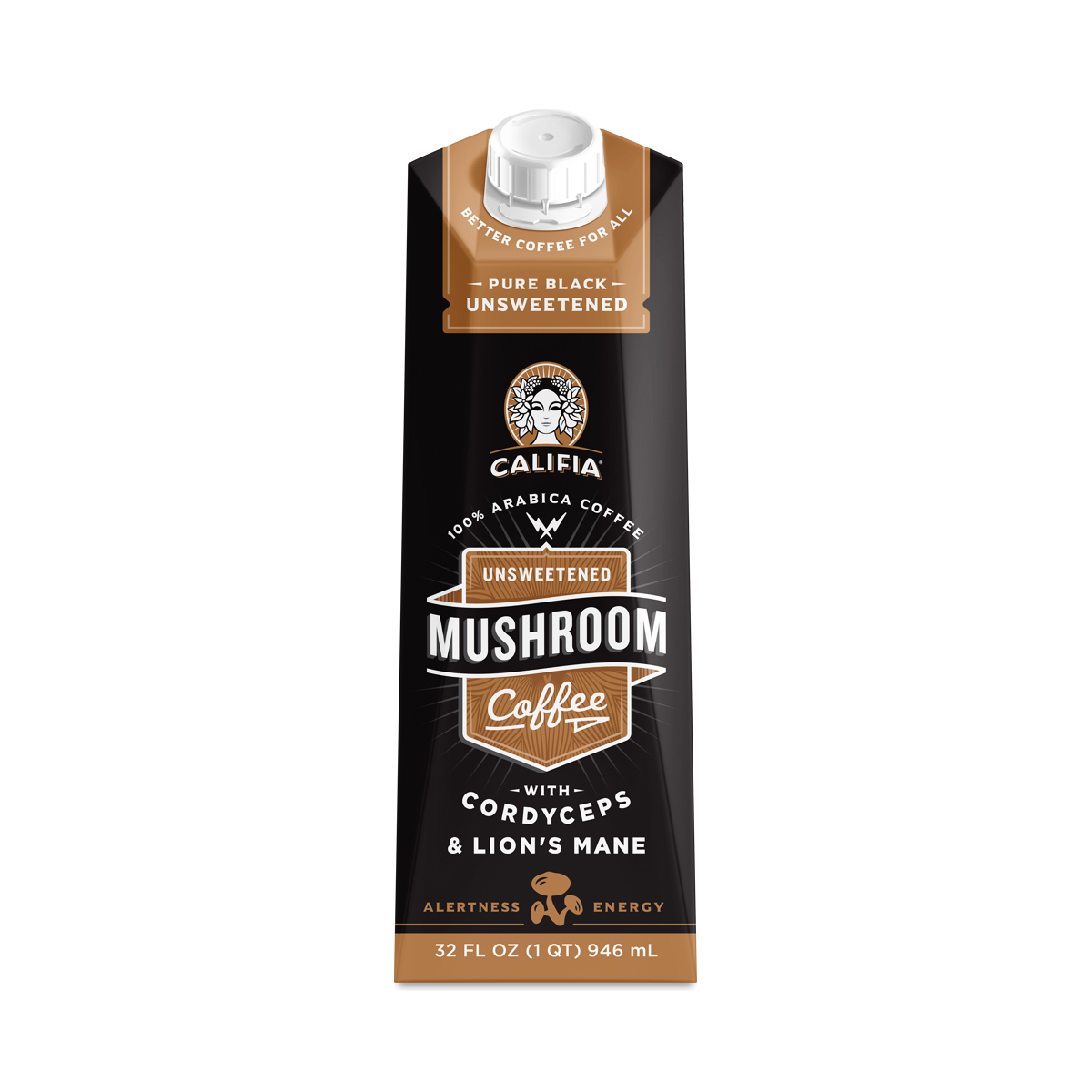 Unsweetened Mushroom Blend Cold Brew Black Coffee, Unsweetened Mushroom Blend