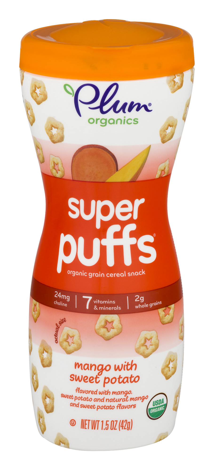 Plum Organics Super Puffs Mango with Sweet Potato 1.5Oz Canister