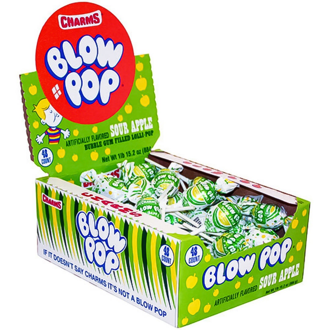 Charms Sour Apple Blow Pop Lollipops