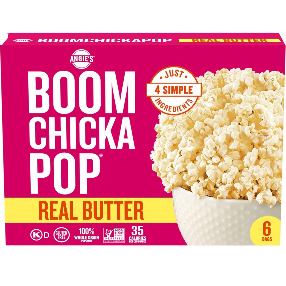 Angie's BOOMCHICKAPOP Real Butter Microwave Popcorn, 3.29 Oz. Bags