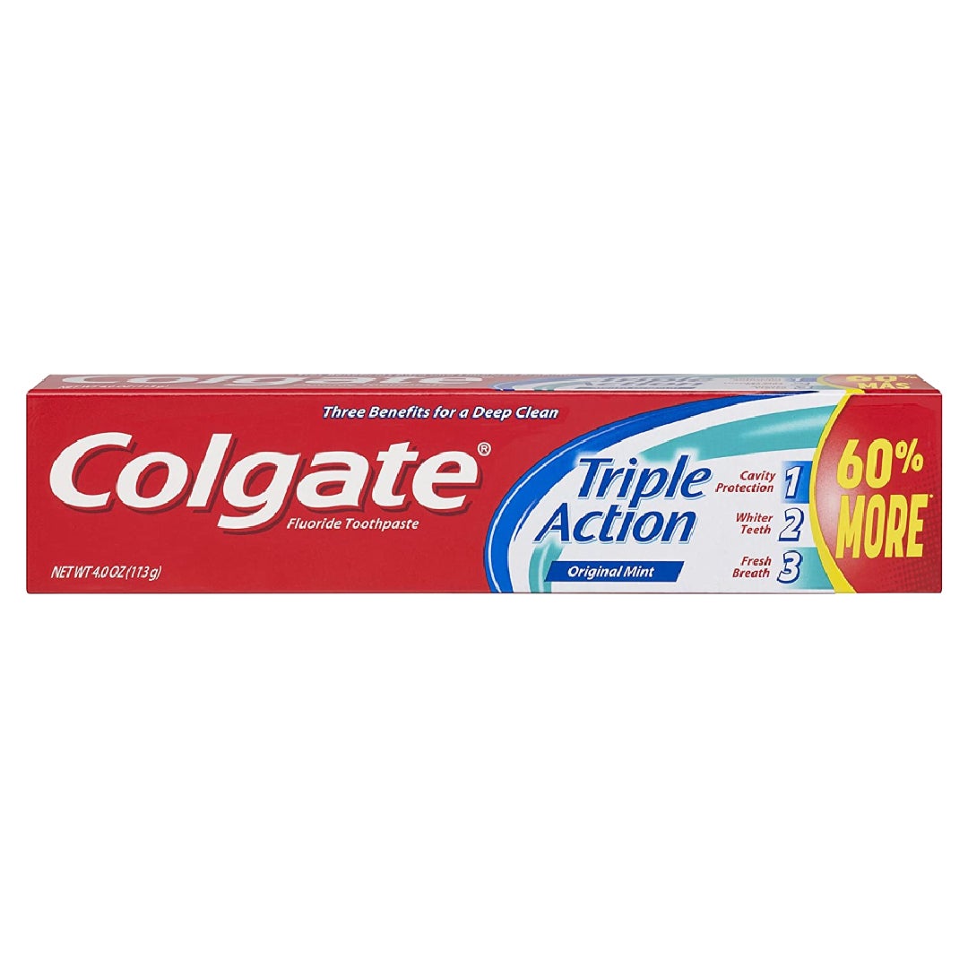 Colgate Toothpaste, Fluoride, Triple Action, Original Mint — UPC ...