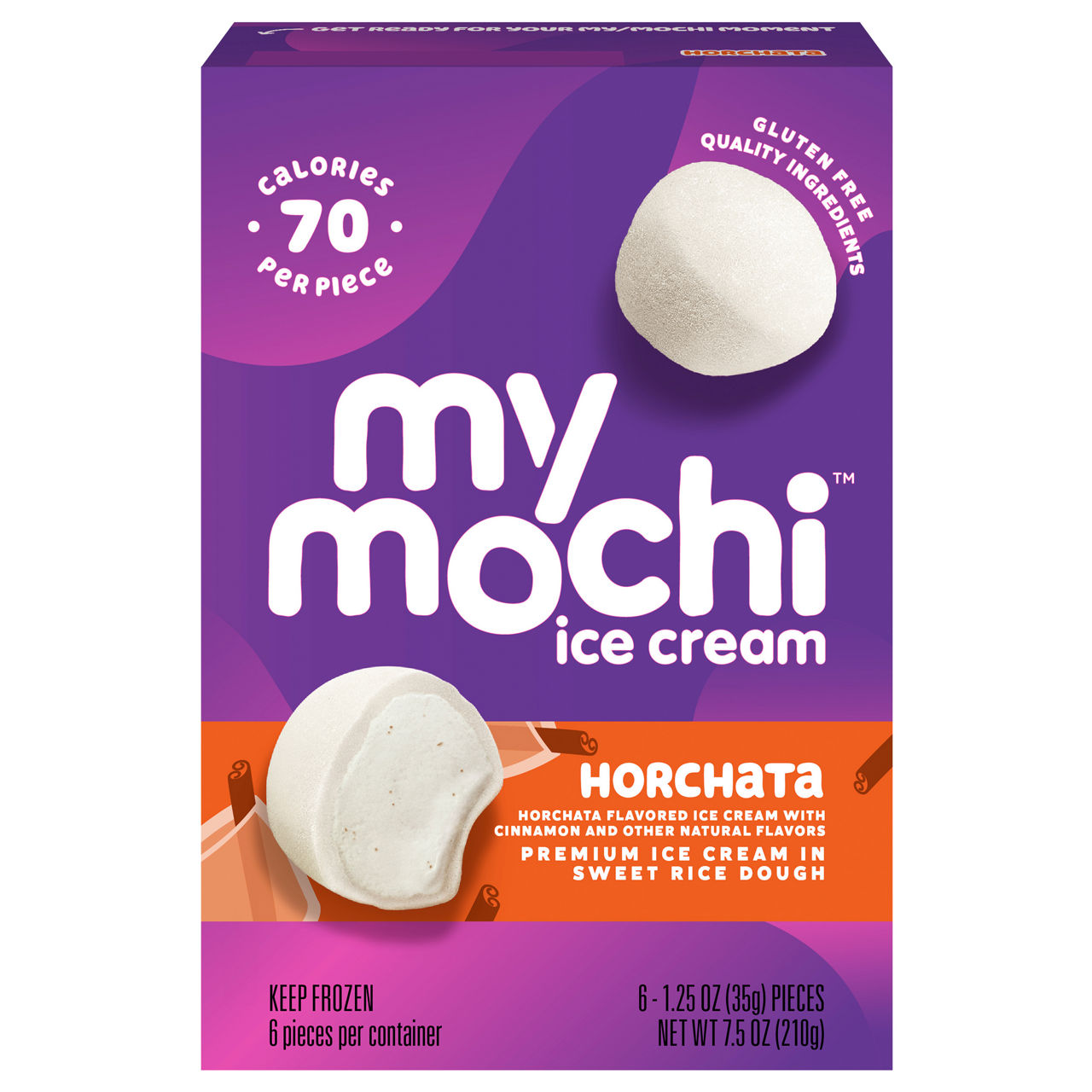 Creamy Horchata Flavored Premium Mochi Ice Cream with Cinnamon in Sweet Rice Dough, Creamy Horchata