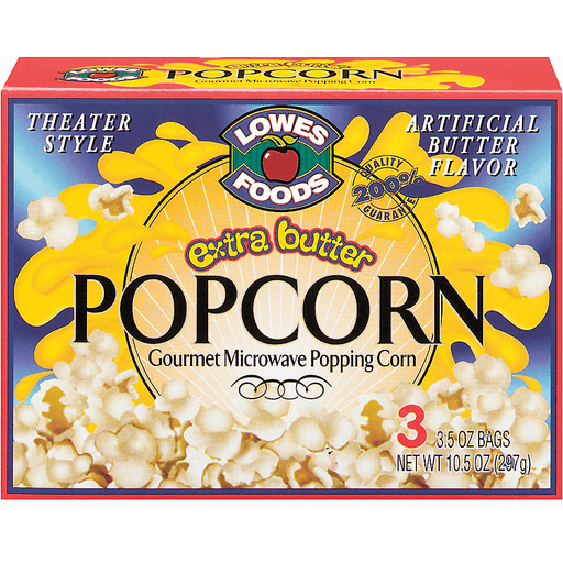 Lowes Foods, Theater Style Popcorn, Extra Butter, Extra Butter