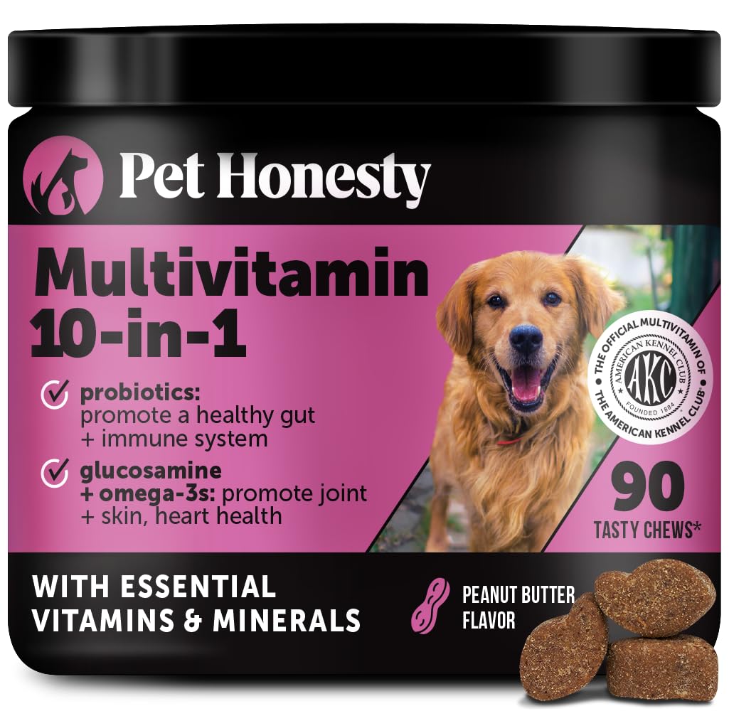 Pet Honesty 10 In 1 Dog Multivitamin With Glucosamine - Essential Dog Vitamins With Glucosamine Chondroitin, Probiotics And Omega Fish Oil For Dogs Overall Health